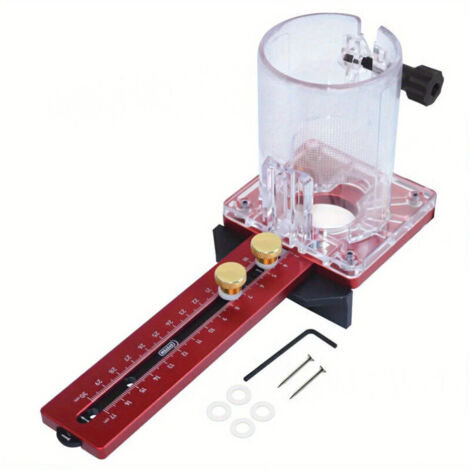 A circular cutting tool for woodworking, with an adjustable extension rod, suitable for grooving machines, milling machine bases and milling machine stands (red) (1/4)