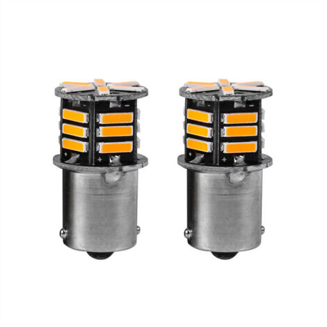 2-Pack LED Signal Lights S25 1156 BA15S 7014 21SMD Auto LED Car Bulbs LED Turn Signals Orange (1/4)
