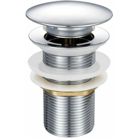 Chrome-plated brass sink drain G 1-1/4 without overflow, equipped with an easy push-button opening and closing system. (1/4)
