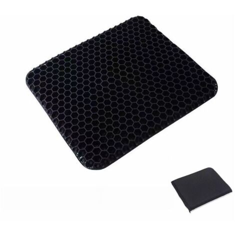 Gel Seat Cushion, Breathable Gel Cushion with Non-Slip Cover for Car/Office/Wheelchair - Black (1/4)