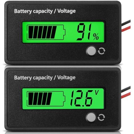 DC 12V 24V 36V 48V 72V Battery Meter with Alarm, Indicator, Battery Capacity Monitor, Battery Voltmeter and Lithium-Ion Battery Indicator (Green Light) (1/4)