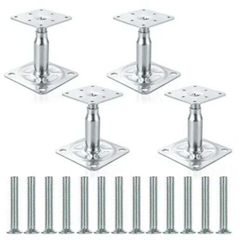 Set of 4 adjustable galvanized raised post supports from 100 to 150 mm, heavy-duty roof support for construction (1/4)