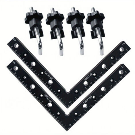 Right angle clamping brackets for woodworking, aluminum alloy angle rulers, 90-degree right angle fixing brackets, 6-piece set of 160 mm