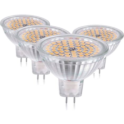 MR16 LED Bulbs (Pack of 6) - 380 lm, 60 LEDs, 2835 SMD, 3W, AC/DC 12V, 6000K, GU5.3 two-pin base, non-dimmable, for landscape, recessed spotlights, and track lighting