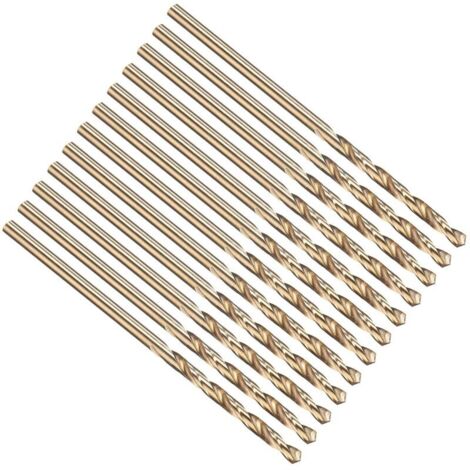 1mm Twist Drill Bit, Straight Shank Jobber M35 Cobalt 5% High Speed Steel 135° Gold Finish, Hard Stainless Steel Metal Drill Bit, High Hardness Metal Drill Bits - Pack of 12 (1/4)