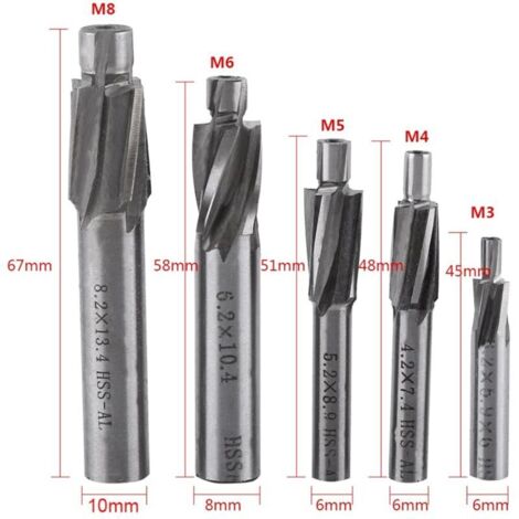 Countersink bit, End mill, 5pcs HSS Step Countersink Bits, Metal ...