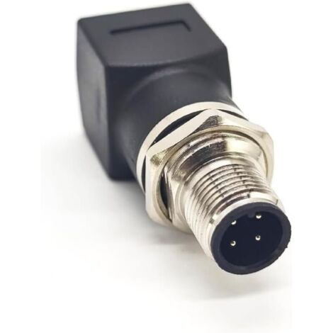 M12 4-Pin to RJ45 Adapter Connector, Code A Pickup Cable Connector, Threaded Protective Aviation Connector, IP67 Waterproof Industrial Circular Connector
