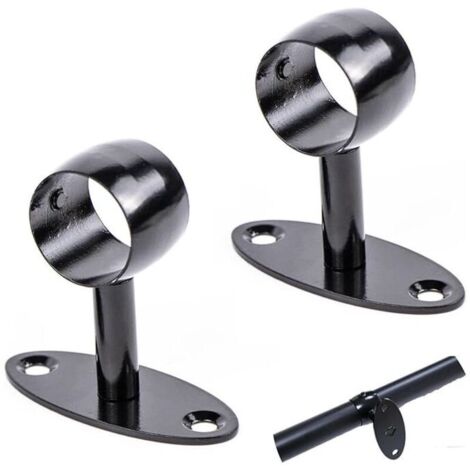 Stainless Steel Wall-Mounted Handrail Bracket for Stairwells, Hallways, Bathrooms, Indoor and Outdoor Use, Ø 33 mm, 2 Pieces, Black (1/4)