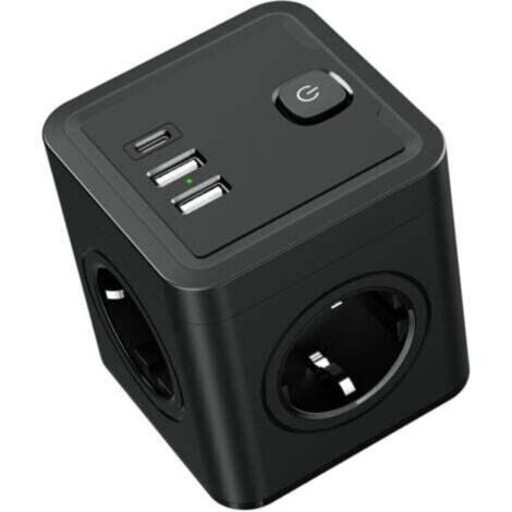 7-in-1 USB Wall Power Strip, 4 Outlets with 1 USB-C Port and 2 USB Ports, 4000W USB Multi-Outlet for Office and Home (1/4)