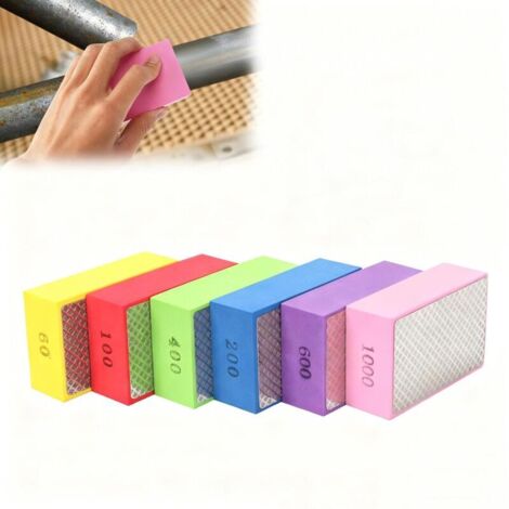 Pcs Diamond Hand Polishing Pads, Concrete Sanding Blocks, Durable, Sanding Sponge Pads for Tile, Porcelain, Stone, Ceramic, Granite, Marble, Glass, 601002004006001000 (1/4)