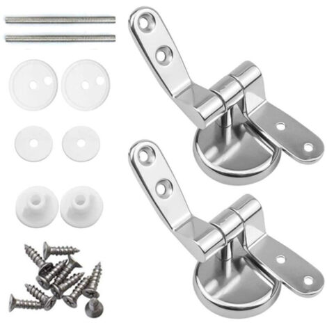 Toilet Seat Hinge Fasteners, Pack of 2 Replacement Toilet Seat Hinges with Alloy Fixings (1/4)