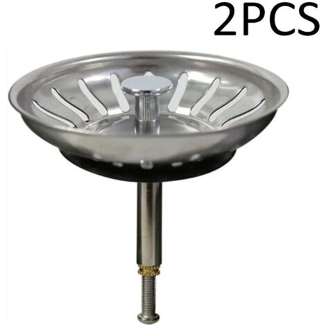 Kitchen Sink Drain Basket with Adjustable Pin - Universal Stainless Steel Strainer, Pop-Up Basket Stopper - Dishwasher Safe, Clog-Free & Overflow-Proof (Pack of 2) (1/4)