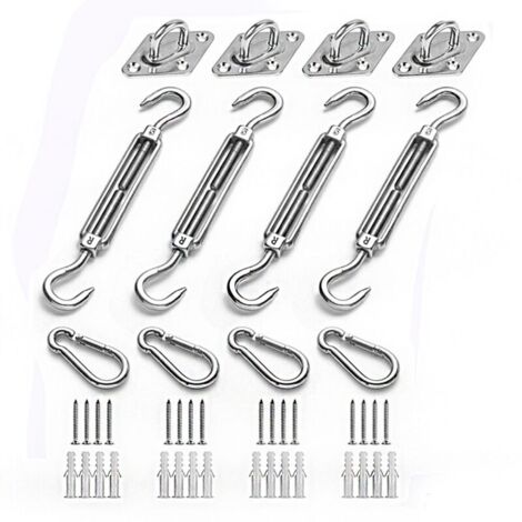 Shade Sail Fixing Kit, Stainless Steel Sun Shade Sail Fixing Kit for Triangle, Square, and Rectangle Shapes, Sun Shade Sail Fixing Accessories, Fixing Kit for (1/4)