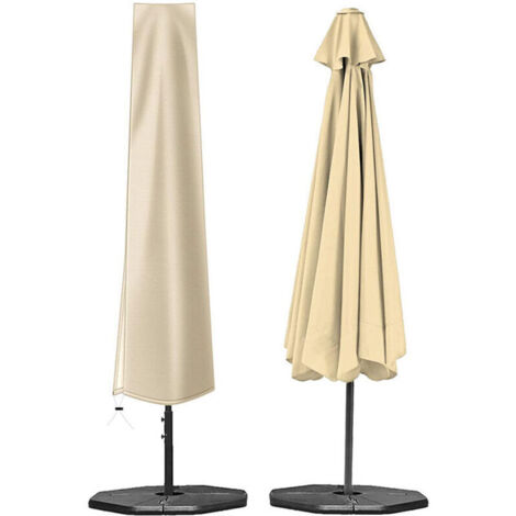 Parasol Cover, Double Layer Waterproof Anti-UV Sturdy Parasol Cover in 210D Oxford Fabric Protective Cover for Parasol with Zipper (190×30×50cm, Beige) (1/4)
