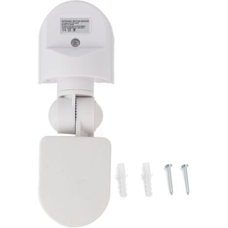 Motion Detector, Infrared Motion Sensor - with mounting screws - 5s to 10min time delay (adjustable) - White, Black (optional) (A) (1/4)