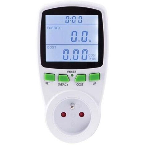 Plug-in wattmeter – electricity meter for energy consumption, plug-in timer, overload protection – Control your electricity with style and precision