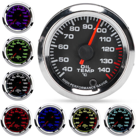 12V Oil Temperature Gauge, 52mm/2.0in Oil Temperature Gauge 40-140℃ 7 Colour Display Backlight Black Dial for 12V Cars. (1/4)