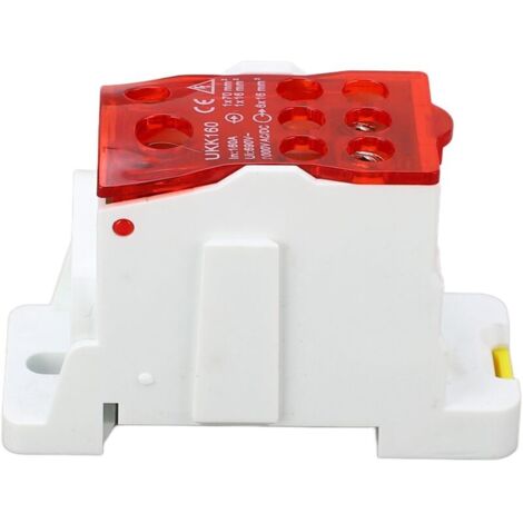 Terminal Distribution Box, DIN Rail Box 690V 160a DIN Rail Wire Terminal Box with Multiple Wire Output Ports for Electrical Applications (Red)