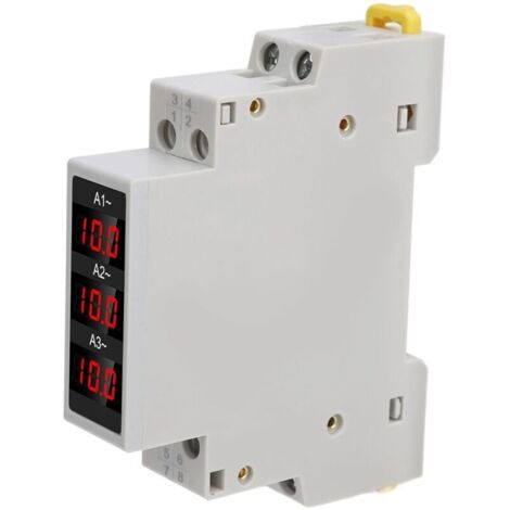 Three-phase ammeter with LED digital display for DIN rail mounting, high-precision ammeter with wide measuring range, trend display, AC80-500 V, 1-100 A