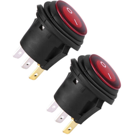 2pcs Red LED Light 12V/24V Universal 20A 3Pin Car Auto Boat Round Rocker Switch On/Off (1/4)