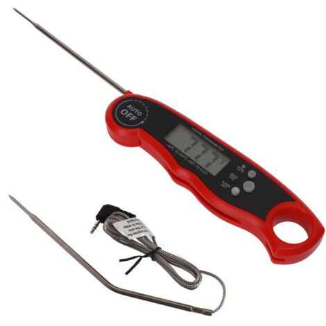 Digital meat thermometer with 2 probes, alarm function, and backlight for cooking liquid meat in the oven, grilling, and barbecuing. (1/4)