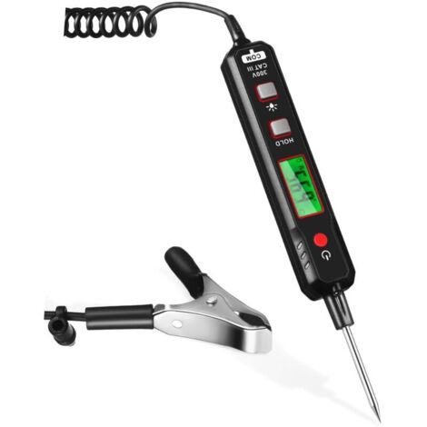 Automotive Test Lamp Electrical Tester with Spring Wire Circuit Tester with LED Light and Digital Display for Resistance and Voltage Detection (1/4)