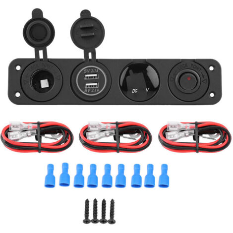4-in-1 On/Off Rocker Switch Panel with Dual USB Voltmeter for Car Boat Truck Marine Red Rocker Switch Panel for One Installation and. (1/4)