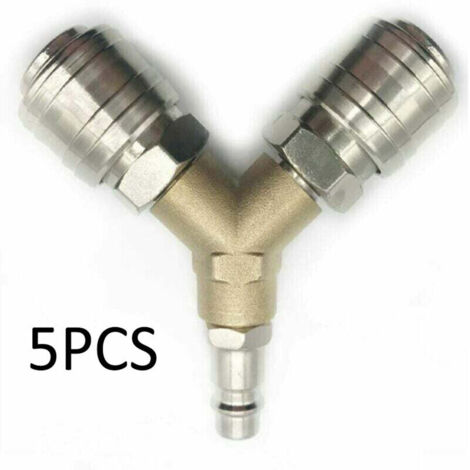 Compressor fitting, Compressed air distributor, 1/4" compressed air fitting, 3-way quick-release compressed air connector with male thread Y-distributor, quick-connect compressed air fitting (Pack of (1/4)