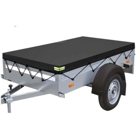 Black Trailer Tarpaulin 214 x 122 x 13 cm in Oxford Fabric - Waterproof, Windproof, Sun Protection, Tear Resistant (1/4)