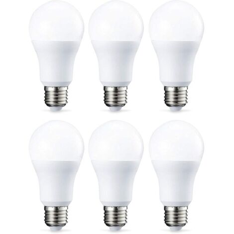 Pack of 6 LED bulbs, E27 screw base, 10W (75W equivalent), warm white, non-dimmable