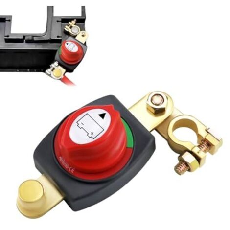 12V/24V/48V Battery Cut-Off Switch, 180° Adjustable Car Battery Cut-Off Switch, Top Post Battery Disconnect Switch, for Car, Boat, Truck, Motorcycle (1/4)