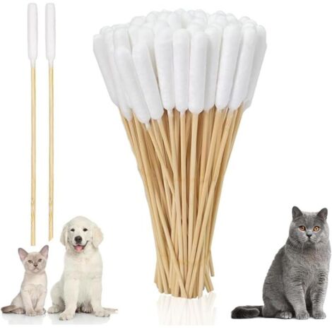 200 Pieces Cotton Swabs with Storage Box, Long Cotton Swabs, Dog Cotton Swabs, Dog/Cat Ear Cleaning, Pet Ear Cleaning Cotton Swabs (15cm) (1/4)