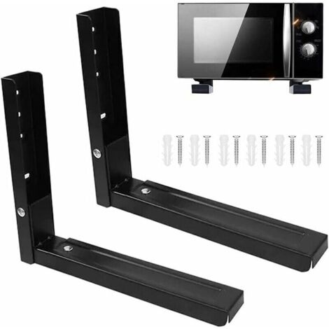 2-Piece Wall Mount for Microwave Ovens, Microwave Brackets, Universal Microwave Oven Support, Includes 6 Screws, Used to Support Microwave Ovens (Black) (1/4)