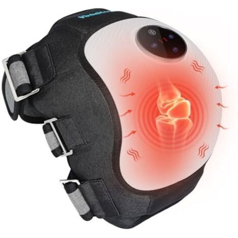 Cordless Heated Knee Massager, 3 Vibration and Air Pressure Levels, Heat 45-65°C, 5 Timers, Soft EVA, Arthritis Relief, 5000 mAh Battery