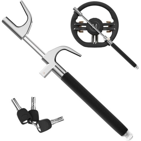 Multifunctional steering wheel lock – High-security steering wheel lock with glass breaker – Universal car steering wheel lock – Easy installation for cars, trucks, SUVs, vans (1/4)