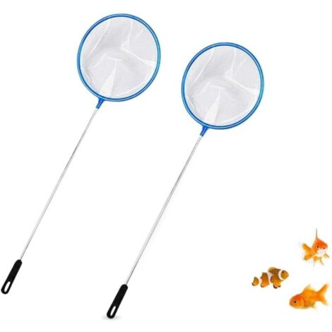 Set of 2 Fine Mesh Aquarium Nets – Ideal for Fish and Cleaning – Total Length 36cm – Diameter 11.5cm – 2 Pieces, Random
