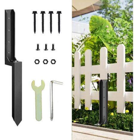 heavy-duty 30cm steel fence post repair kit with nail drill, for reinforcing and repairing damaged or broken wooden fence posts in the garden and yard. (1/4)