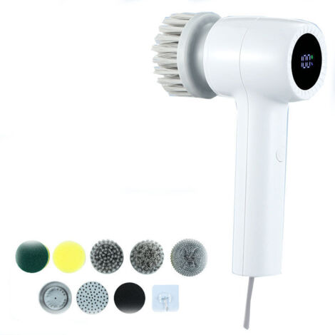 Cordless, portable, and multifunctional electric scrubbing brush for bathroom and kitchen handheld cleaning brush cleaning tools for bathtubs, windows, dishes, and carpets. (1/4)