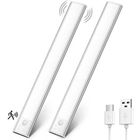 Closet Light, Rechargeable LED Indoor Closet Lighting, Wireless, Dimmable LED Light with Motion Sensor, LED Light for Wardrobe, Closet, Staircase, Kitchen (31CM-2 Piece, 6000K)