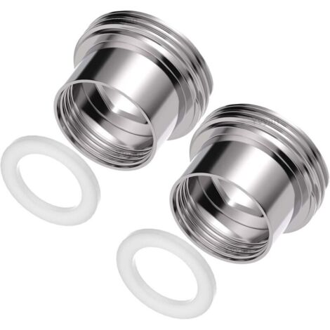 Tap adapter - 2 pieces, F16 internal thread to M22 external thread - Tap aerator adapter, ideal for aerators and sinks (silver, F16-M22)