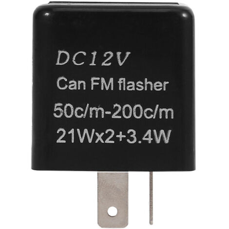 Universal motorcycle turn signal, 2-pin adjustable speed, LED flasher relay, 12V, black (1/4)