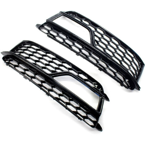Replacement left/right front bumper grilles and fog light protective trim for Audi S5 S-Line 2013-2016