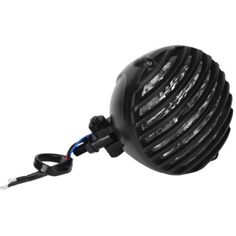 5.5in Vintage Motorcycle Grille Headlight Practical Modification Accessory Motorcycle Headlight (Black, Silver)(Black). (1/4)