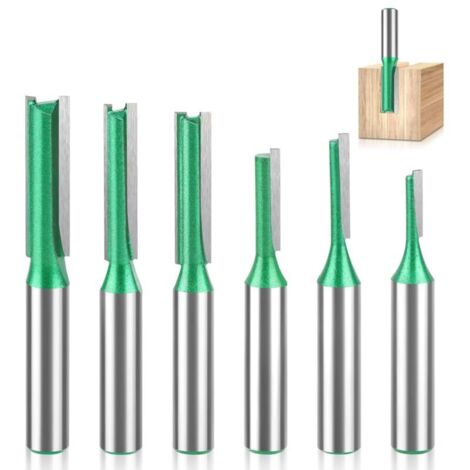 6-Piece 6mm Shank Router Bit Set, 8mm Router Bits, Wood Copying Bits with 3mm, 4mm, 5mm, 6mm, 7mm, and 8mm Shanks, Straight Shank Router Bits, Grooving Bits for Routers, Woodworking Bits (1/4)