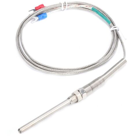 Type K thermocouple temperature sensor, 5x70mm stainless steel probe, M8 thread