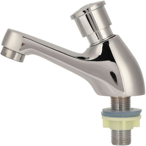 Silver timed single-tube faucet, cold water basin taps, G1/2 thread, for home, kitchen, bathroom, hotel (1/4)
