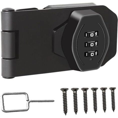 Keyless latch, 3-digit combination lock with rotary knob for cabinet, sliding security door for small doors, wardrobes, barn doors, bathroom, exterior (1/4)