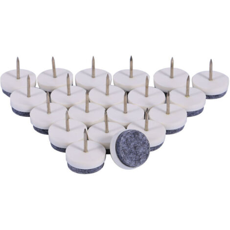 20 Pcs 20mm ABS Plastic Furniture Pads, Chair and Table Leg Protectors, No Noise, Non-Slip Felt Floor Pads for Furniture to Prevent Scratches (White) (1/4)