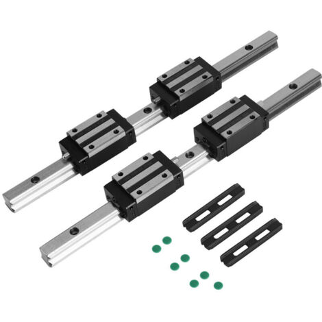 Linear Guide Rail, 2 Pcs HG15-300mm Cast Iron Linear Guide Rail with 4 Pcs HGH15 Linear Bearing Slide Block Black