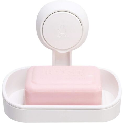 Suction Soap Holder for Bathroom, Max Capacity 5 KG, Shower Soap Bar, Wall Mounted, No Drilling Required, Removable Plastic Soap Dish with Drainage, Sponge Holder - White (1/4)